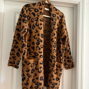 Knox Rose Leopard Print Open Cardigan - Brown and Black